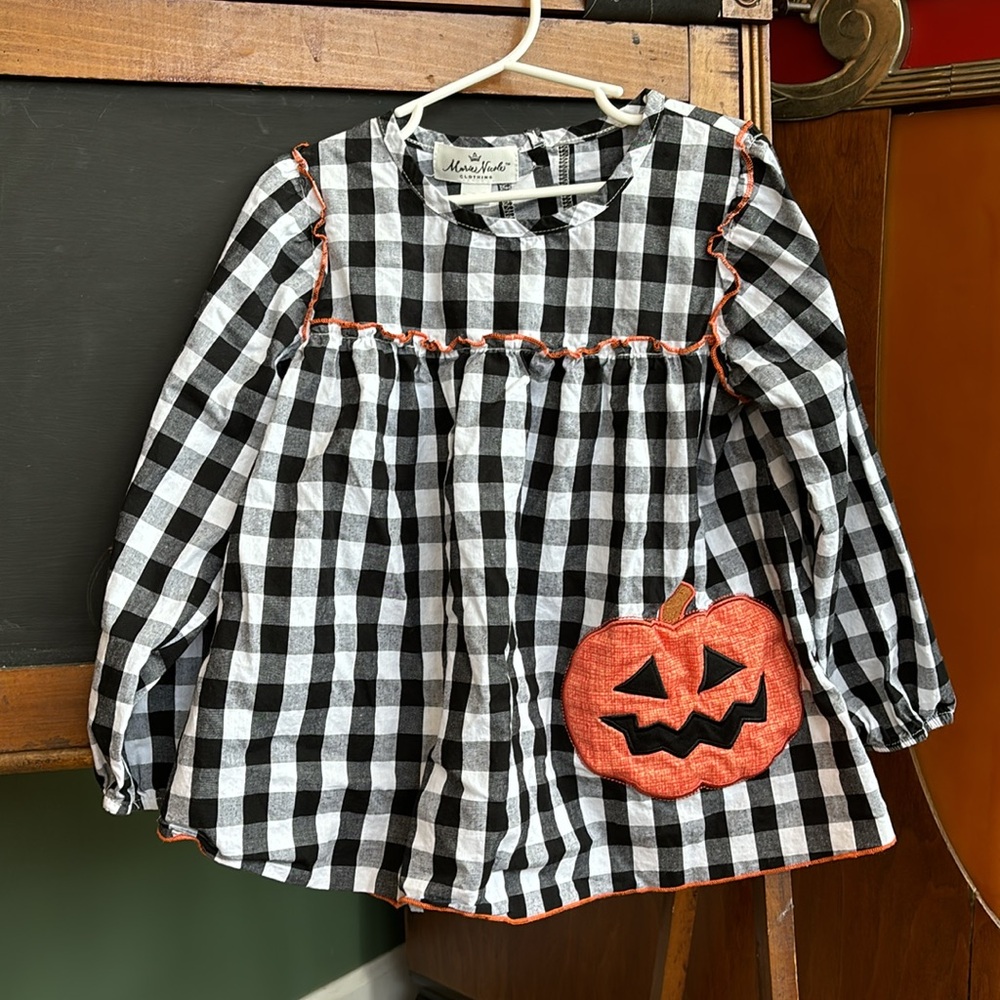 Marie Nicole girl’s plaid pumpkin top